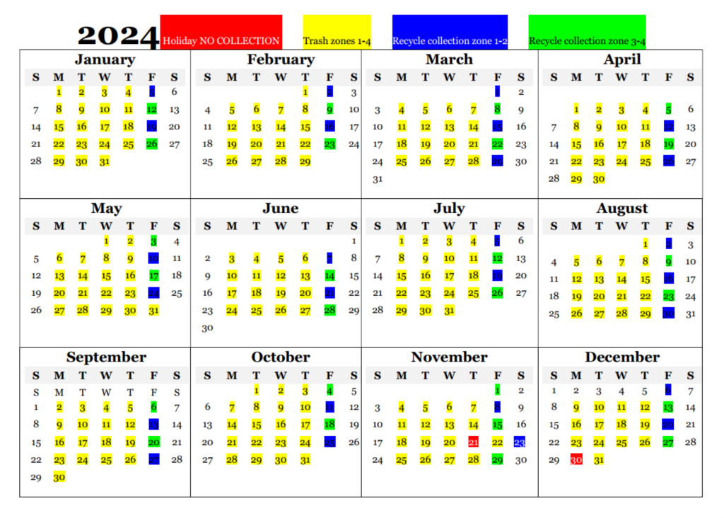 Waste Pro Service Calendar 2024